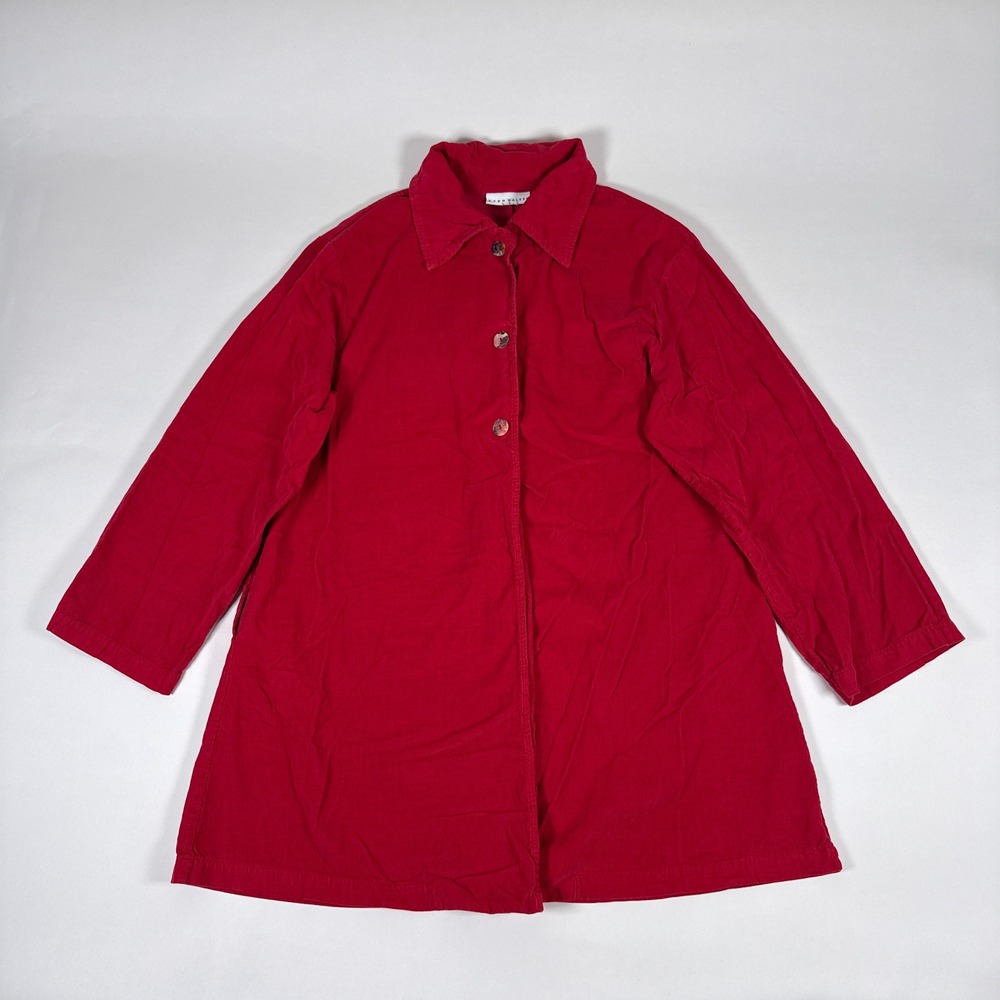 Bryn Walker Jacket Womens Small Red Corduroy Button Front Long Sleeve Lagenlook